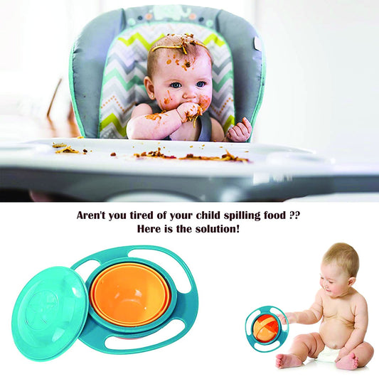 Portable Non Spill Feeding Toddler Gyro Bowl 360 Degree Rotating Dish