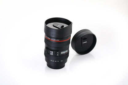 Camera Lens Shaped Coffee Mug Flask With Lid