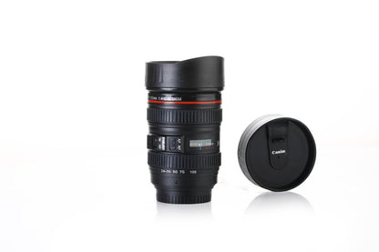 Camera Lens Shaped Coffee Mug Flask With Lid