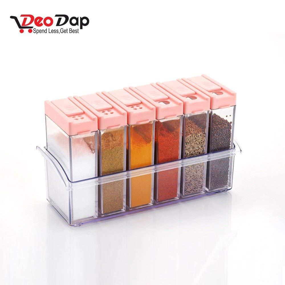 Plastic Spice Jars (6 Pcs 14x22x8cm Multicolour)