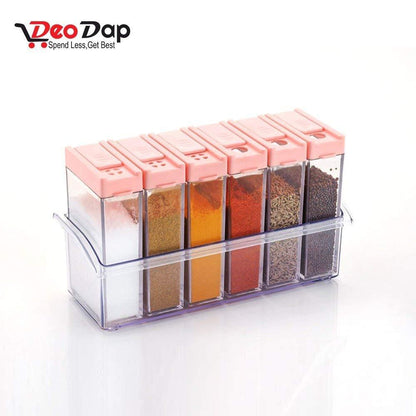 Plastic Spice Jars (6 Pcs 14x22x8cm Multicolour)