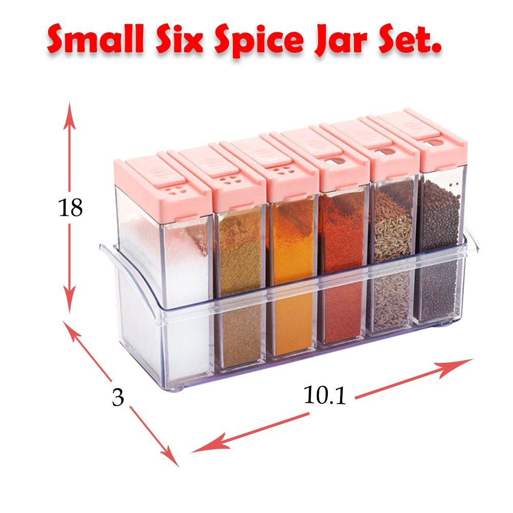 Plastic Spice Jars (6 Pcs 14x22x8cm Multicolour)