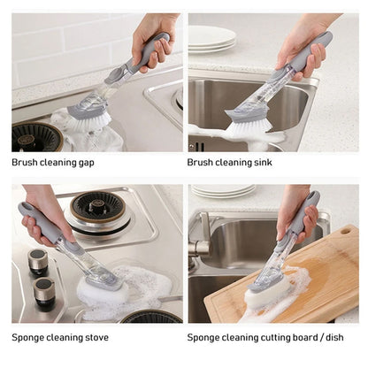 Home  Kitchen Cleaning Brushes Scrubber Soap Dispenser Scrub Brush For Pans Pots And Bathtub Sink (5 In 1 )