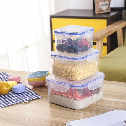 Kitchen Storage Container Set With Food Grade Plastic And Air Seal Lock Lid For Storage Of Grocery Spices Dry Fruits Use For Home Office Restaurant Canteens (3 Piece Set)