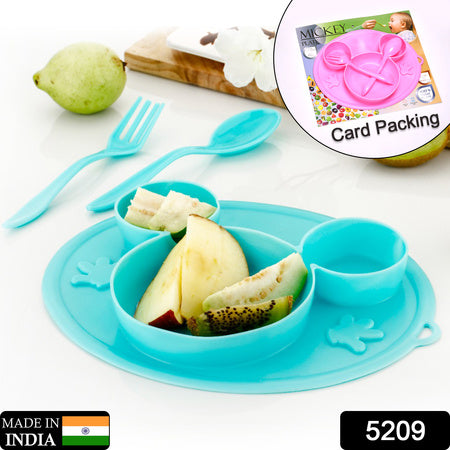 Silicon Micky Plate And 1 Spoon  1 Fork Card Paking ( 1 Pc Product)