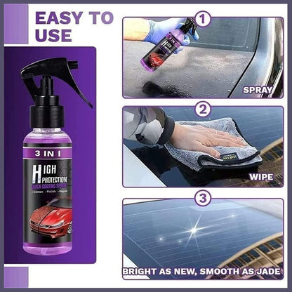 3 in 1 High Protection Quick Car Ceramic Coating Spray - Car Wax Polish Spray (Pack 2)