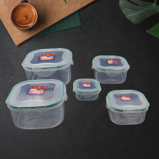 Kitchen Containers Set Fridge Storage Boxes Plastic Containers For Kitchen Organizer Kitchen Accessories Items For Storage Organizer Snap-seal (Lunch Boxstorage Organizer) (5 Ps Set)