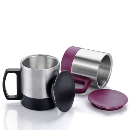 Stainless Steel Coffeetea Cup Stainless Steel Lid Cover Hot Coffeetea Mug Hot Insulated Double Wall Stainless Steel Coffee And Milk Cup With Lid  Handle Easy To Carry - Coffee Cup (1 Pc)