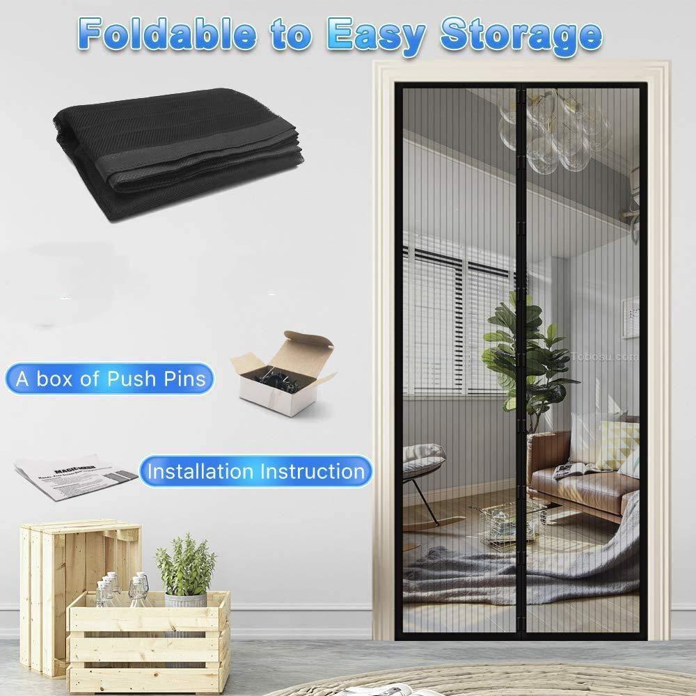 Door Curtain-Mesh Screen Net Home Magnetic Foldable Anti Mosquito Door Curtains