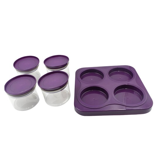 Airtight Plastic 4 Pc Storage Container Set With Tray Dry Fruit Plastic Storage Container Tray Set With Lid  Serving Tray For Kitchen