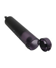 Handheld vacuum cleaner suction inlet view showing 75W motor opening, one-touch power control and clear dustbin
