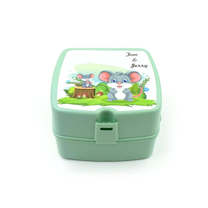 Double-layer Square Lunch Box With  Spoon  4 Compartment Tiffin  Push Lock  Plastic Tiffin Box For Travelling School Kids  Office Exclusive Home