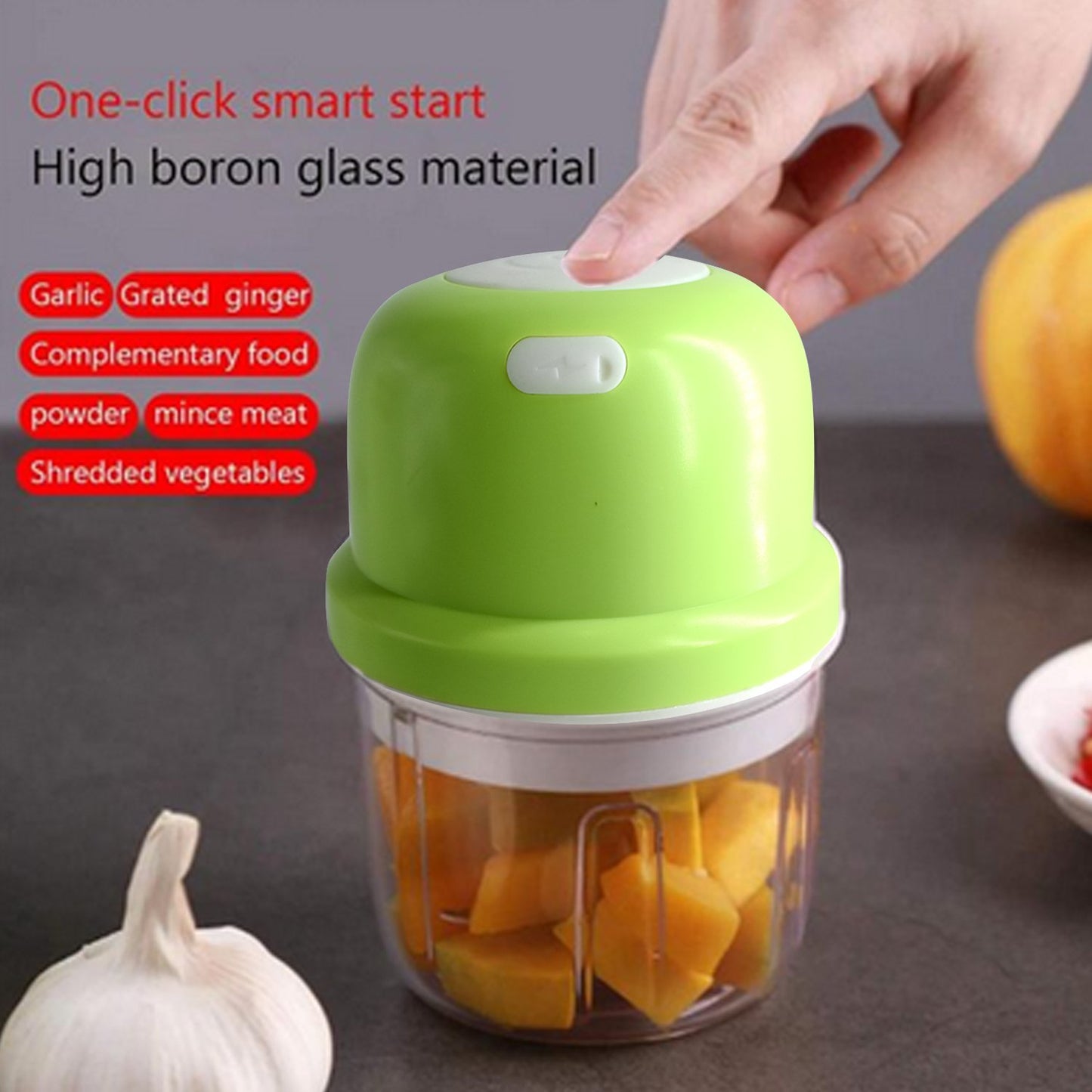 Portable Usb Rechargeable Electric Chopper Fruit Vegetable Onion Chopper Garlic Chopper