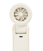 Load image into Gallery viewer, Side angle view of cream cooling fan with silver Ice Touch plate and foldable design in compact position
