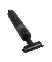 Black handheld vacuum cleaner on a white background