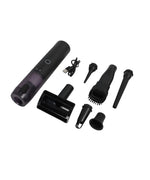 Load image into Gallery viewer, Black handheld vacuum with various attachments on a white background
