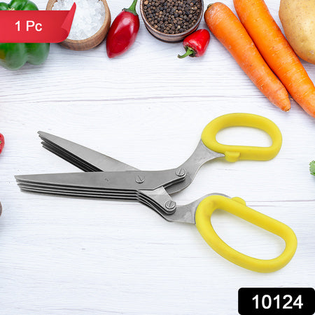 Multifunction Vegetable Stainless Steel Herbs Scissor With 5 Blades (1 Pc)