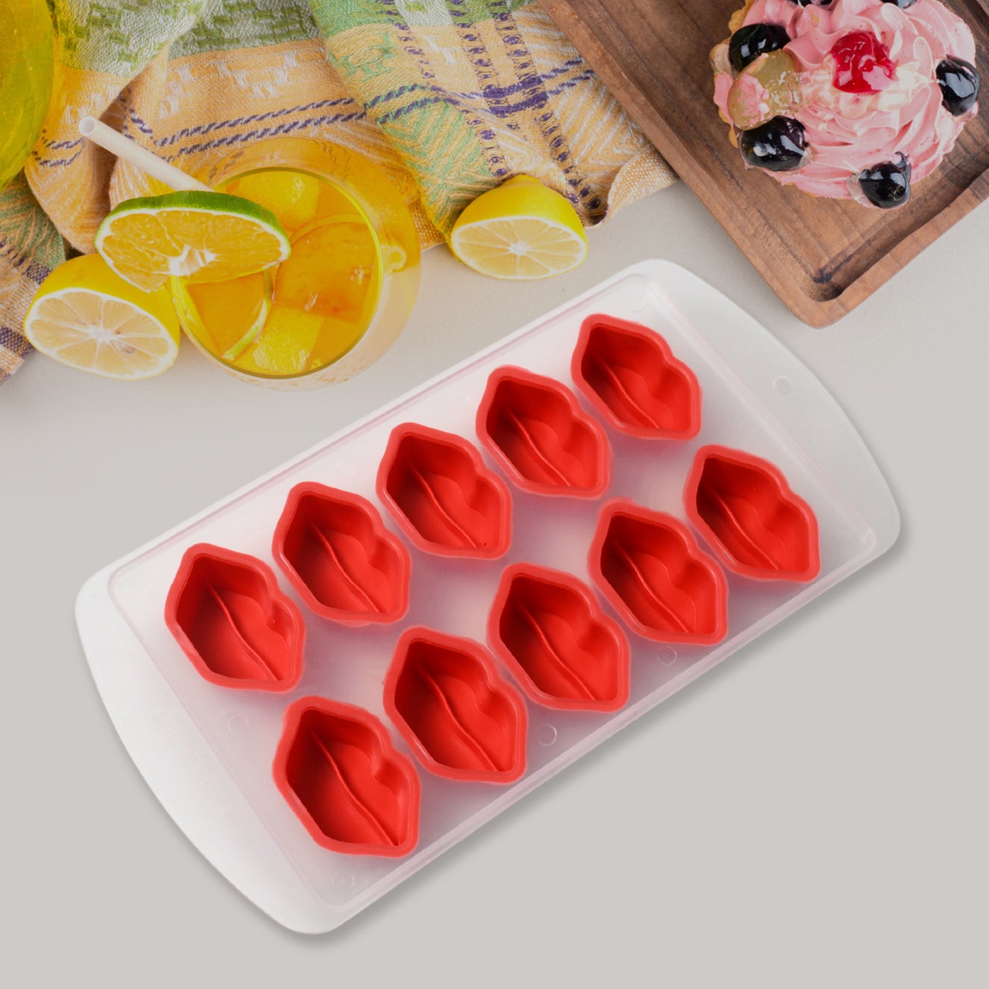 Silicone Mold Ice Cube Tray Creative Sweet Multi Type Ice Tray Buckets Ice Cube Trays Multi Fruit Shape Ice Tray (1 Pc)