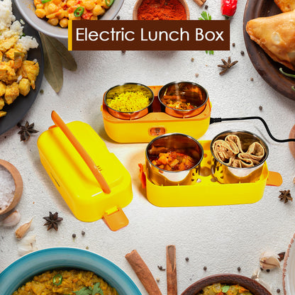 2layer Electric Lunch Box For Office Portable Lunch Warmer With Removable 4 Stainless Steel Container.