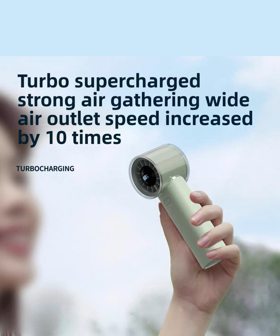 Handheld High-Speed Fan, 100 Speeds, Digital Display, USB-C, Model HX-F369