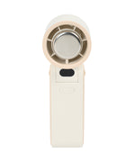 Load image into Gallery viewer, Cream rechargeable cooling fan with exposed metallic Ice Touch cooling plate and digital display panel

