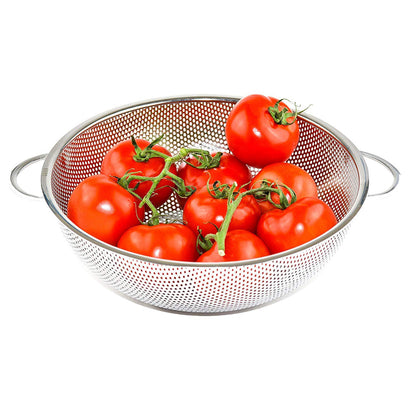 Stainless Steel Colander With Handle Large Metal Mesh Basket Strainer For Pasta Spaghetti Berry Veggies Fruits  Kitchen Food Colander Dishwasher Safe (1 Pc  25.5 Cm)