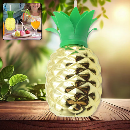 Plastic Pineapple Cups With Straw Pineapple Party Favors Summer Hawaiian And Beach Party Decorations For Kids Adults With Brown Box(1 Pc)