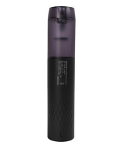 Handheld vacuum cleaner back view showing product specifications, USB-C charging port and ergonomic grip design
