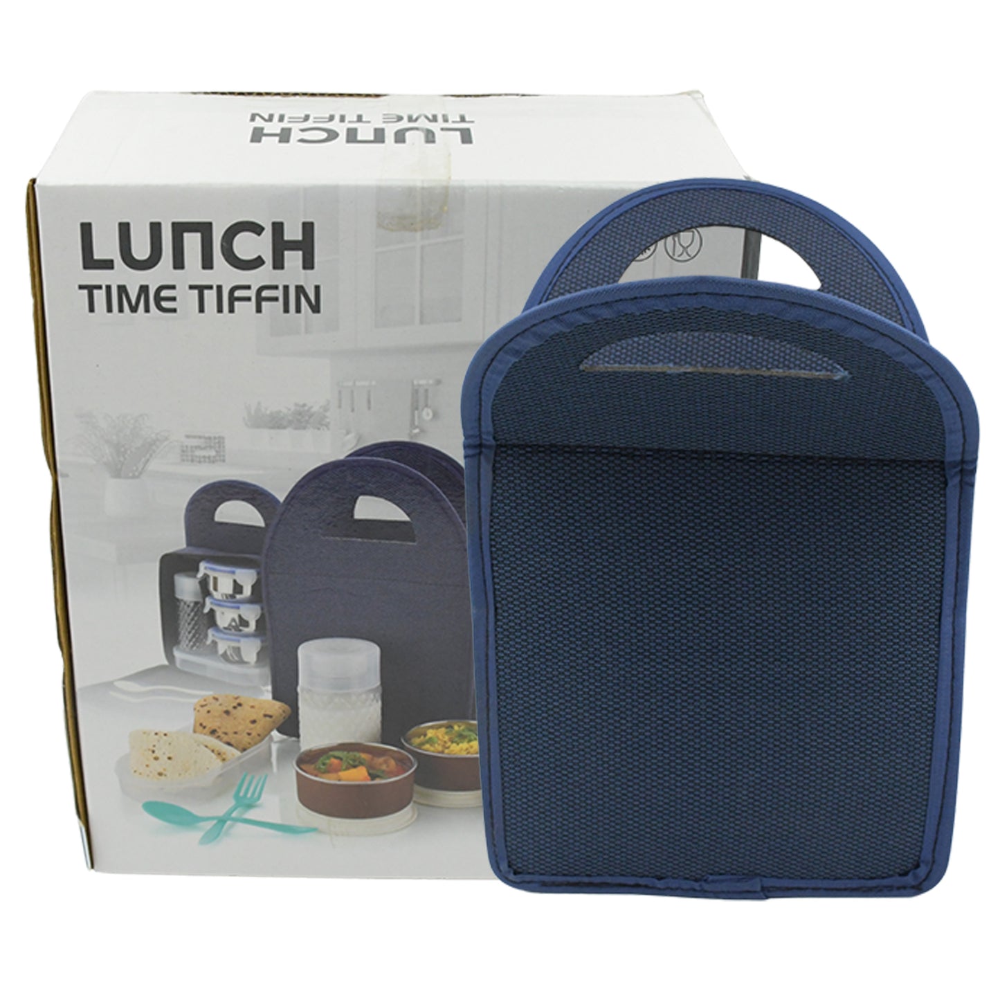 6in1 Tiffin Box-lunch Box  3 Stainless Steel Containers  Plastic Lid Box  Spoon  Fork Plastic Bottle  Insulated Fabric Bag  Leak Proof  Microwave Safe  For Office College And School For Men Women (6 Pcs)