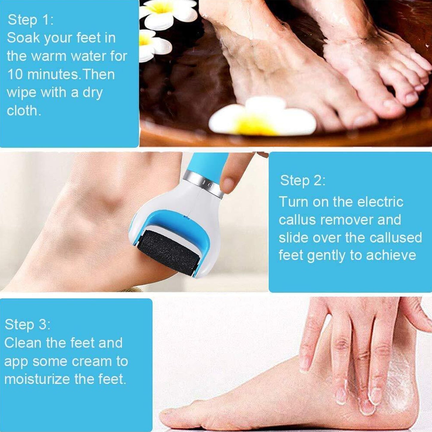 Electronic Dry Foot File Callous Remover For Feet Electric Foot With Roller Hard And Dead Skin- Regular Coarse Baby Smooth Feet In Minutes. For In Home Padicure Foot Care Battery Powered  Usb (Battry Not Included)