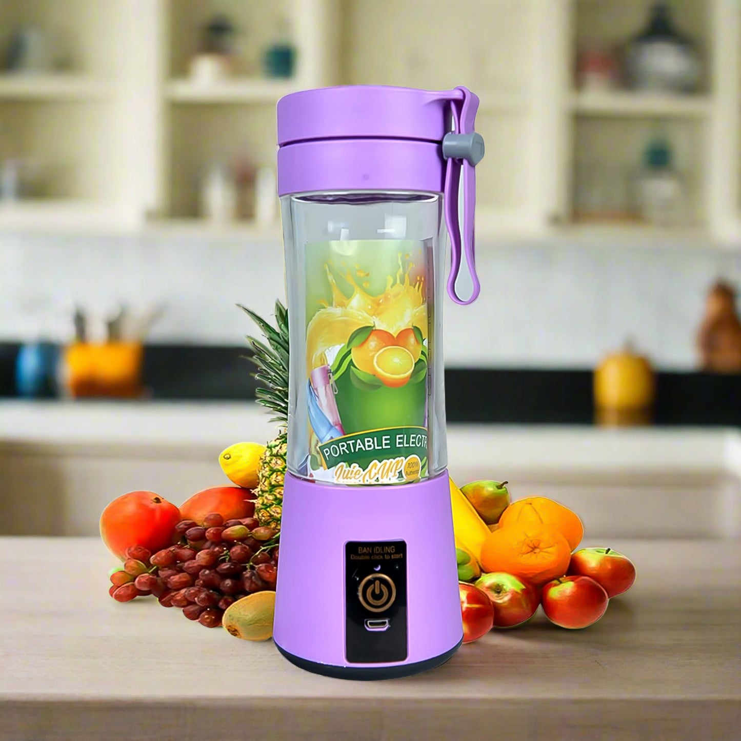 Portable Electric Usb Juice Maker Juicer Bottle Blender Grinder Mixer 4 Blades Rechargeable Bottle (380 Ml  Mix Color)