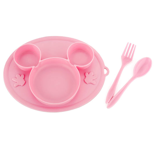 Silicon Micky Plate And 1 Spoon  1 Fork Card Paking ( 1 Pc Product)