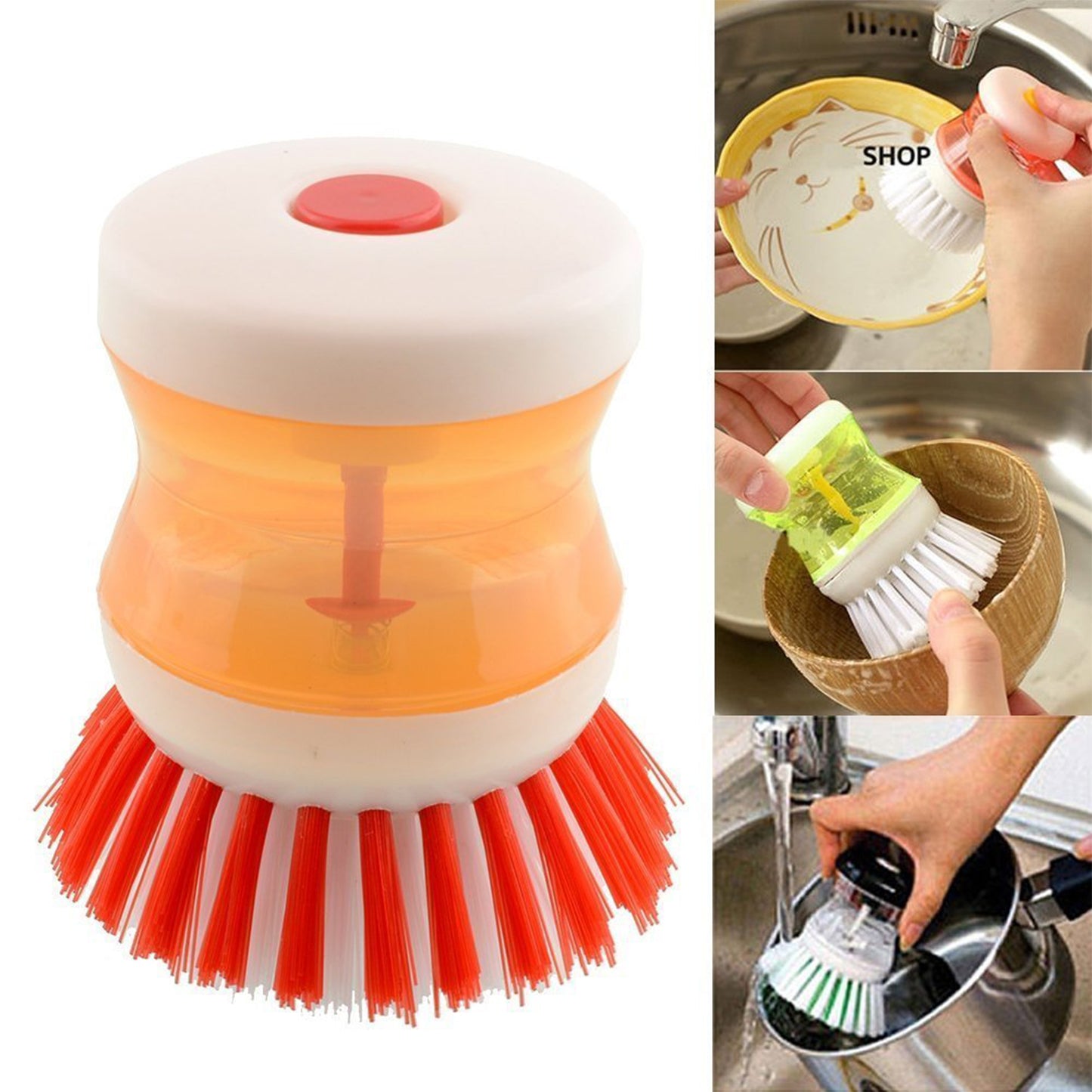 Cleaning Brush With Liquid Soap Dispenser