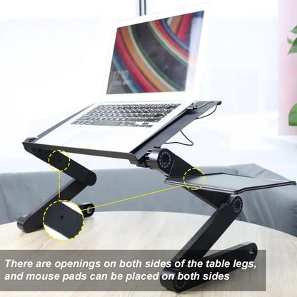 Modern Style Portable Adjustable Foldable Laptop Holder Notebook Desks Lap Pc Folding Desk Table Vented Stand  2 Built In Cooling Fans