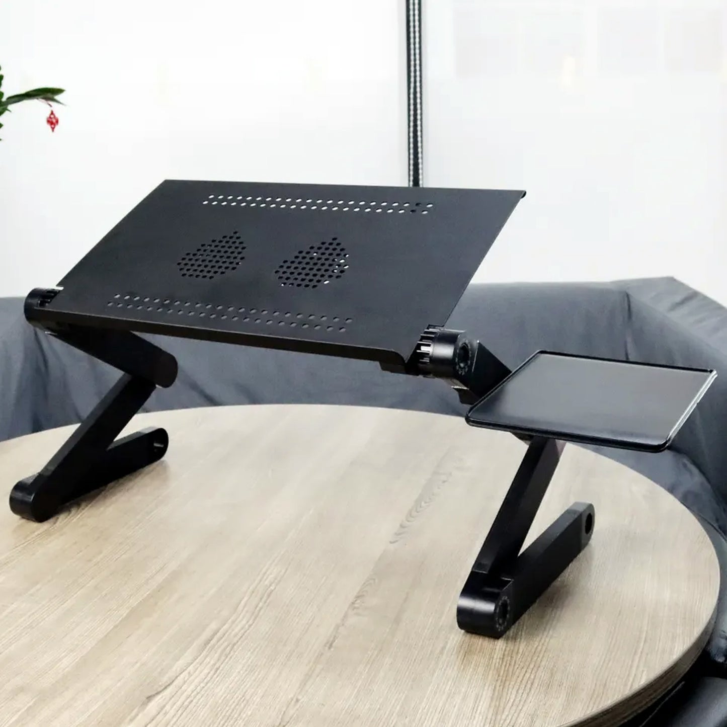 Modern Style Portable Adjustable Foldable Laptop Holder Notebook Desks Lap Pc Folding Desk Table Vented Stand  2 Built In Cooling Fans