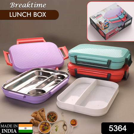 Break Time Lunch Box Steel Plate Multi Compartment Lunch Box Carry To All Type Lunch In Lunch Box  Premium Quality Lunch Box Ideal For Office  School Kids  Travelling Ideal