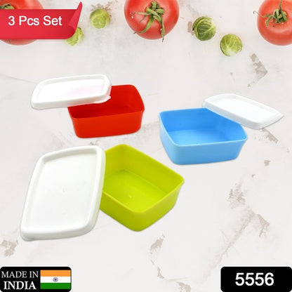 Plastic Airtight Containers Set Small Plastic Container Set Rectangular Plastic Food Pickle Fridge Containers Multicolor Kitchen Storage Container (3 Pcs Set)