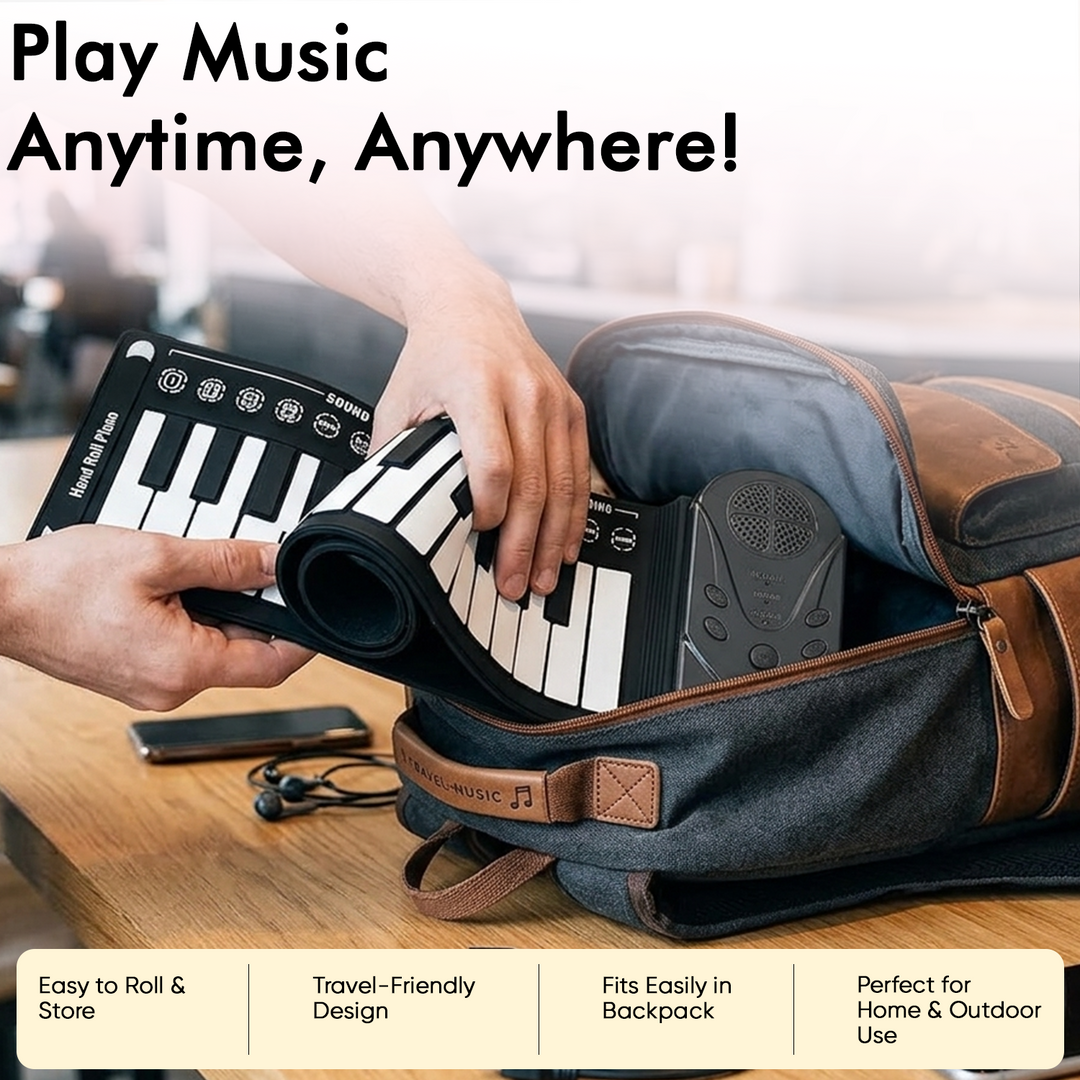 49-Key Hand Roll Piano for Beginners - Portable Silicone Flexible Keyboard
