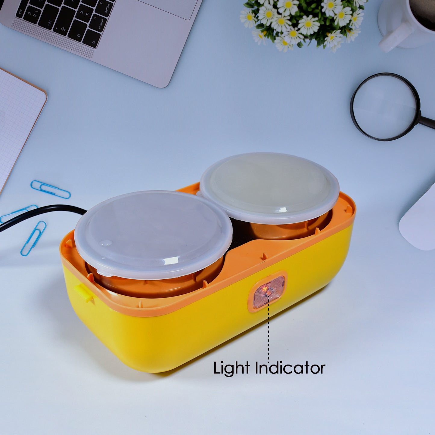 2layer Electric Lunch Box For Office Portable Lunch Warmer With Removable 4 Stainless Steel Container.