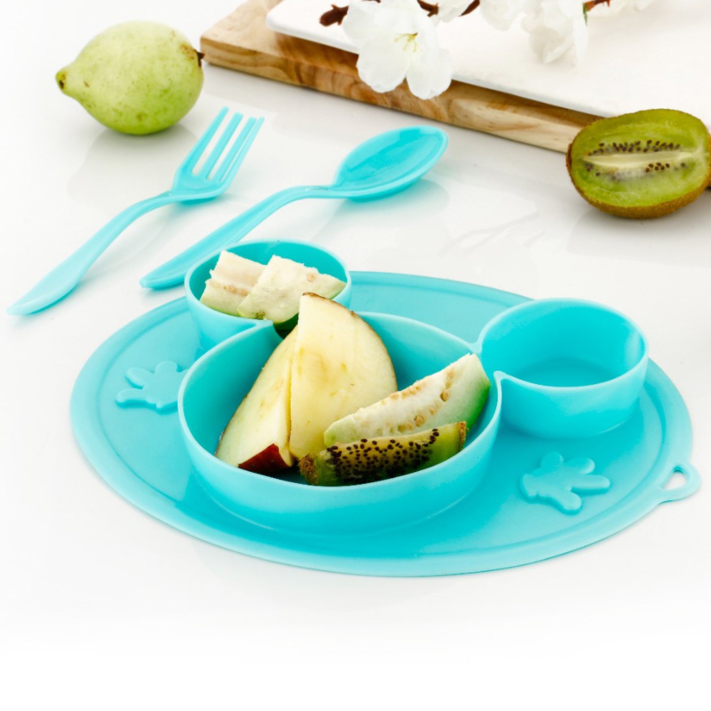 Silicon Micky Plate And 1 Spoon  1 Fork Card Paking ( 1 Pc Product)