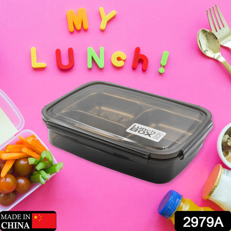 Black Transparent 4 Compartment Lunch Box For Kids And Adults Stainless Steel Lunch Box With 4 Compartments For Office Travel School Home