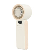 Load image into Gallery viewer, Side view of cream foldable cooling fan showing compact design with silver cooling disc and control buttons
