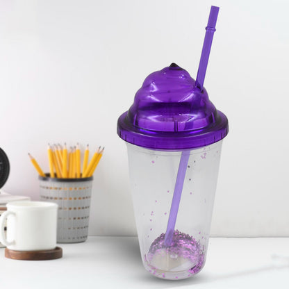 High Quality Plasticcreative Cold Drink Cup  Tumble Reusable Tea Coffee Tumbler With Lid And Straw Double Wall Plastic Drinking Sport Bottletravel Tumbler (1 Pc  Mix Color)