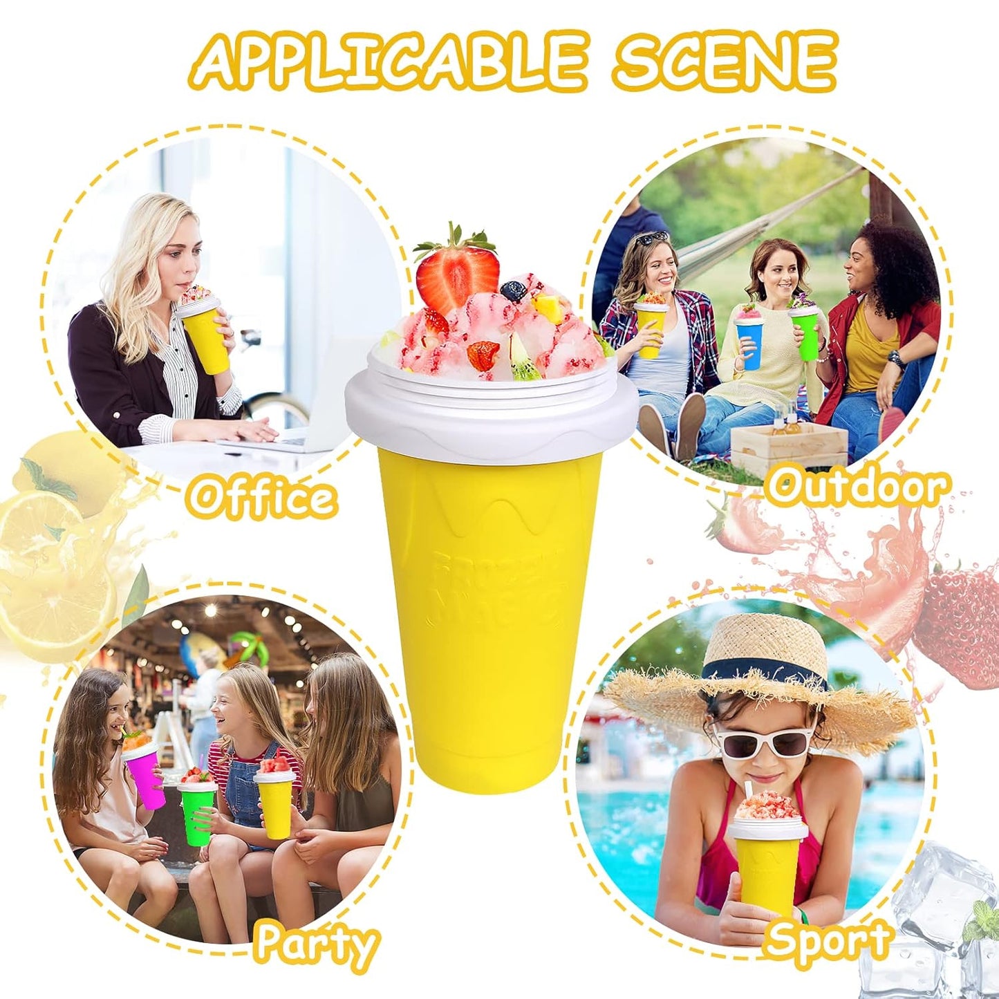 Smoothies Maker Cup Magic Quick Frozen Smoothies Cup Cooling Cup Double Layer Squeeze Cup Slushy Maker (1 Pc)