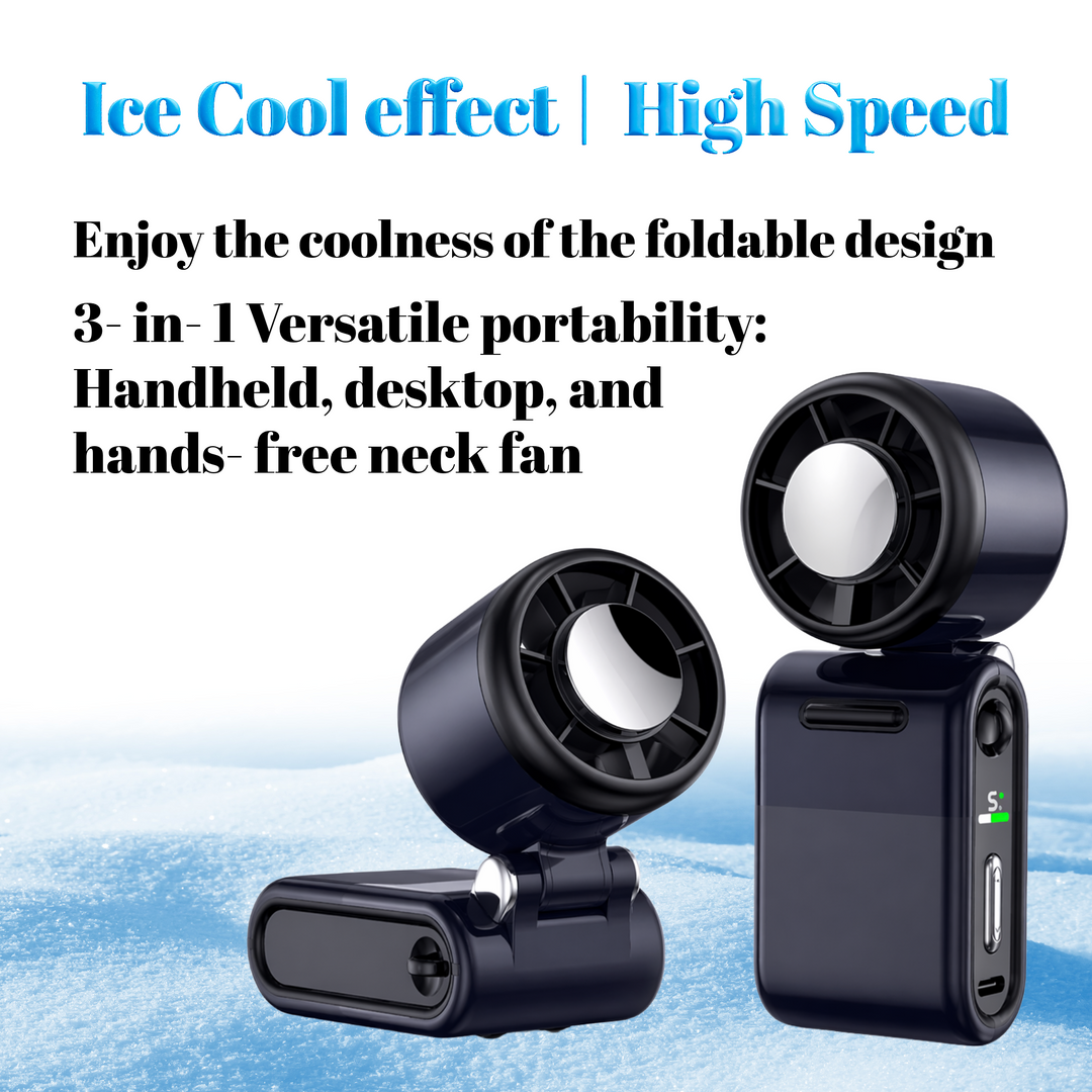 Ultra Portable Rechargeable Battery Handheld Foldable Neck-Wearable Fan with 100 Speeds Car & RV