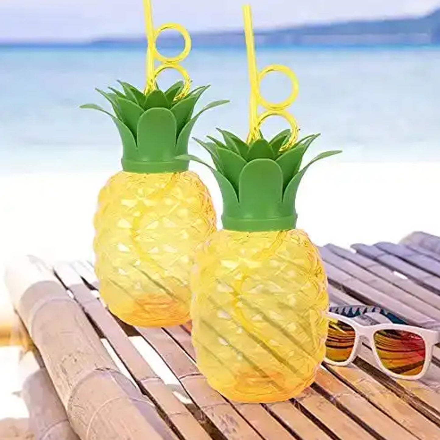 Plastic Pineapple Cups With Straw Pineapple Party Favors Summer Hawaiian And Beach Party Decorations For Kids Adults With Brown Box(1 Pc)