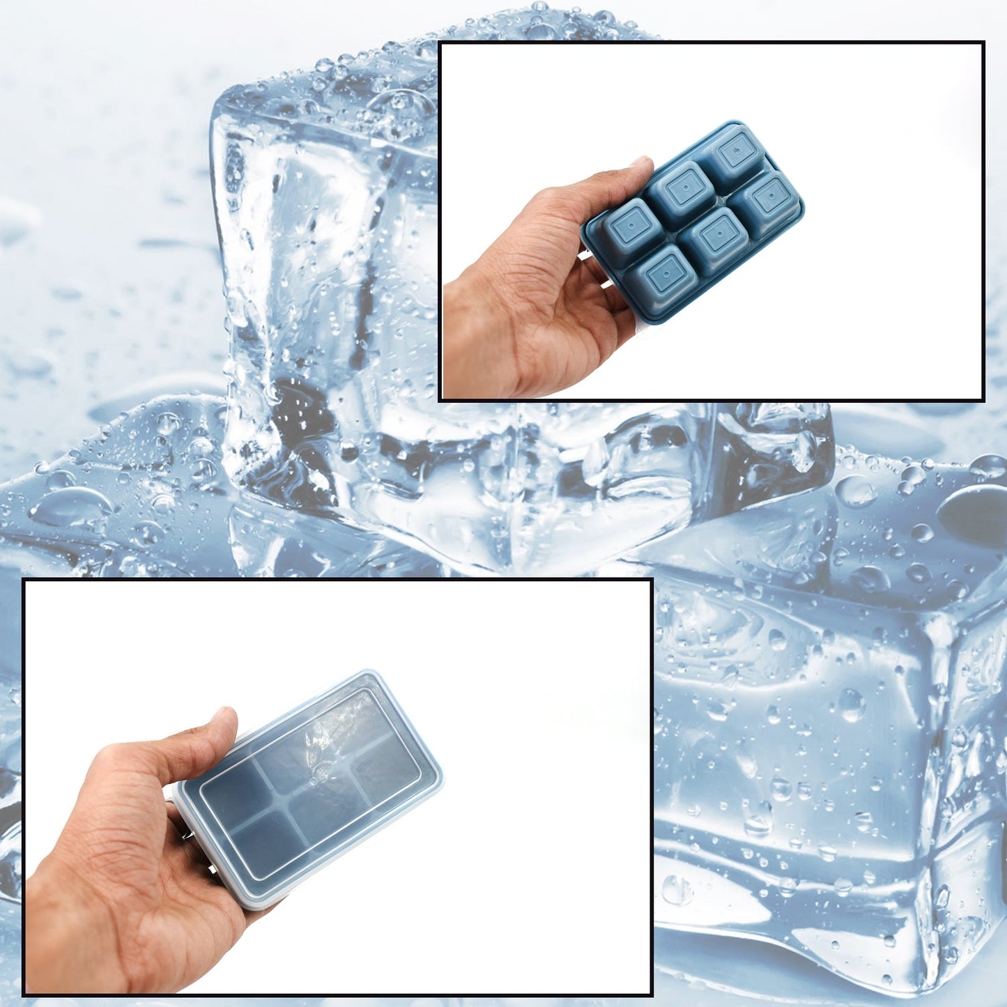 6 Grid Silicone Ice Tray Used In All Kinds Of Places Like Household Kitchens For Making Ice From Water And Various Things And All.