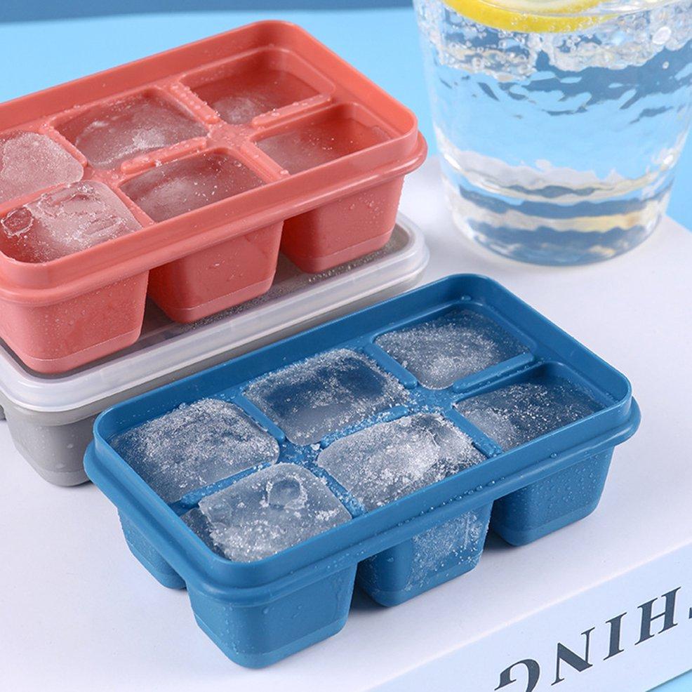 6 Grid Silicone Ice Tray Used In All Kinds Of Places Like Household Kitchens For Making Ice From Water And Various Things And All.