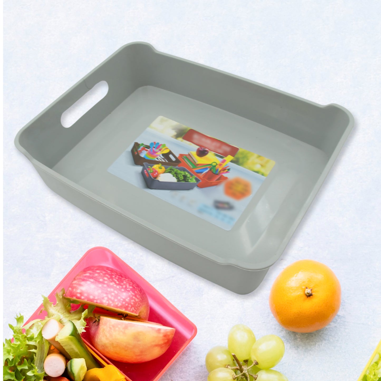 Multipurpose Organising  Storage Plastic Tray  Fruit  Vegetable Multi Purpose Tray Organizer For Kitchen Countertop Cabinet Bathroom Plastic Storage Basket For Store Fruits Vegetables Magazines Cosmetics Stationary Set Of 3