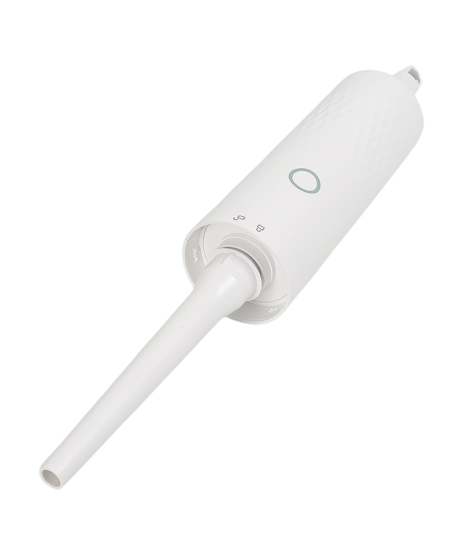 White Vacuum Cleaner with a long cylindrical component on a white background